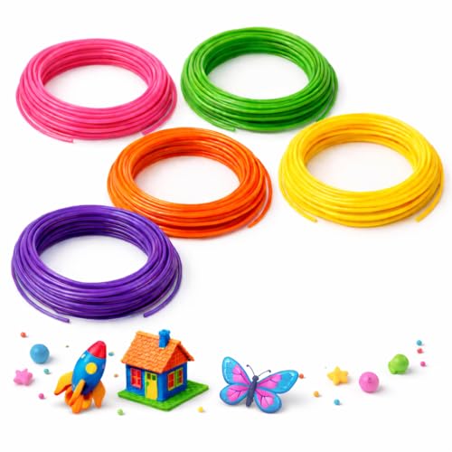 Image of Numakers 5 Bright Color 3D Pen PLA 1.75 mm Filament Refill Compatible with All 3D Pen and 3D Printer | 5 Meter of Each Color (5 Pieces)