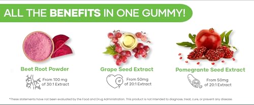 Image of Beet Root Gummies with Pomegranate Flavor - 3000MG of Beet Root Per Serving- 60 Gummies 30 Day Supply
