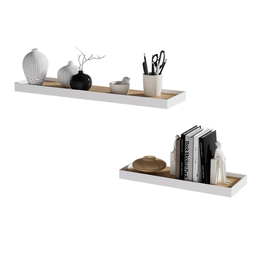 Vicco Półka ścienna "Erni", Biały/złoty dąb, 60 x 3 cm Zestaw 2 sztuk