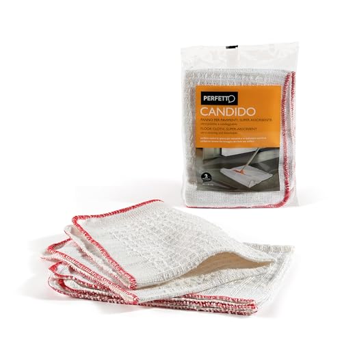 Paño para Limpiar el Suelo, de algodón, Color Blanco/Costuras Rojas, 29 x 22 x 1 cm