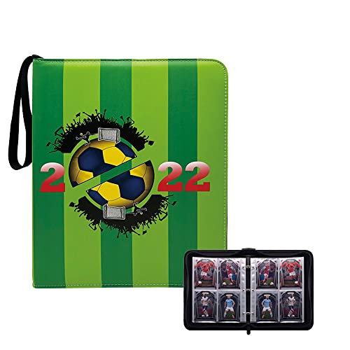 LUFEIS Cahier Range Classeur Carte, Album Cartes, Classeur de Cartes Portable Avec Fermeture éclair, Livre de Cartes Compatible Pokémon, 50 Pages Contenir 400 Cartes (Style de Football) Cover