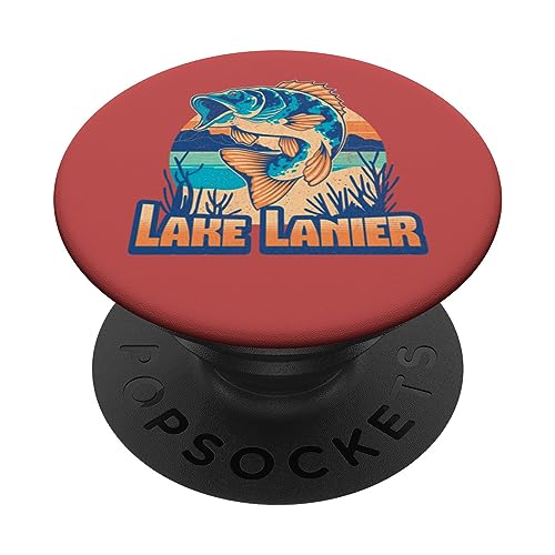 Peces de pesca de lubina en el lago Lanier, Georgia PopSockets PopGrip Intercambiable