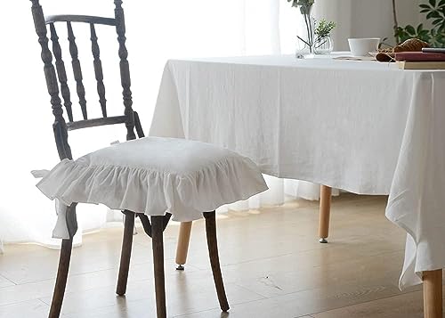 Zhulily Farmhouse Indoor Chair Cushions For Dining Non-Slip Rocking Chair Cushions With Zipper Ruffled Cotton Seat Cushion For Kitchen White Retro Chair Pads With Ties 14.5''×14.5'' thumb #2