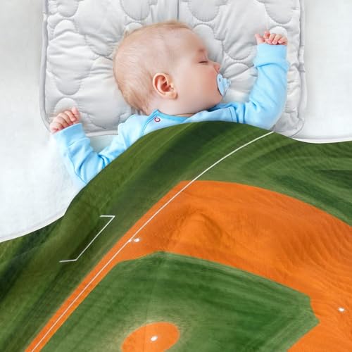 Image of Baseball Field Baby Blanket Cotton Cozy Throw Blanket Warm Nursery Swaddle Receiving Toddler Blankets 30 inch x 40