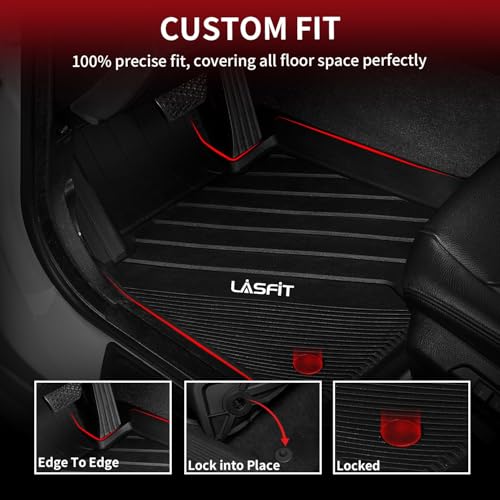 Image of LASFIT Floor Mats for BMW 3 Series 2012-2018 320i 328i 330e 330i 335i 340i | RWD Sedan Only, Not Fit xDrive, GT or Sport Wagon, All Weather TPE Custom Fit Floor Liners, 1st & 2nd Row Car Mats, Black