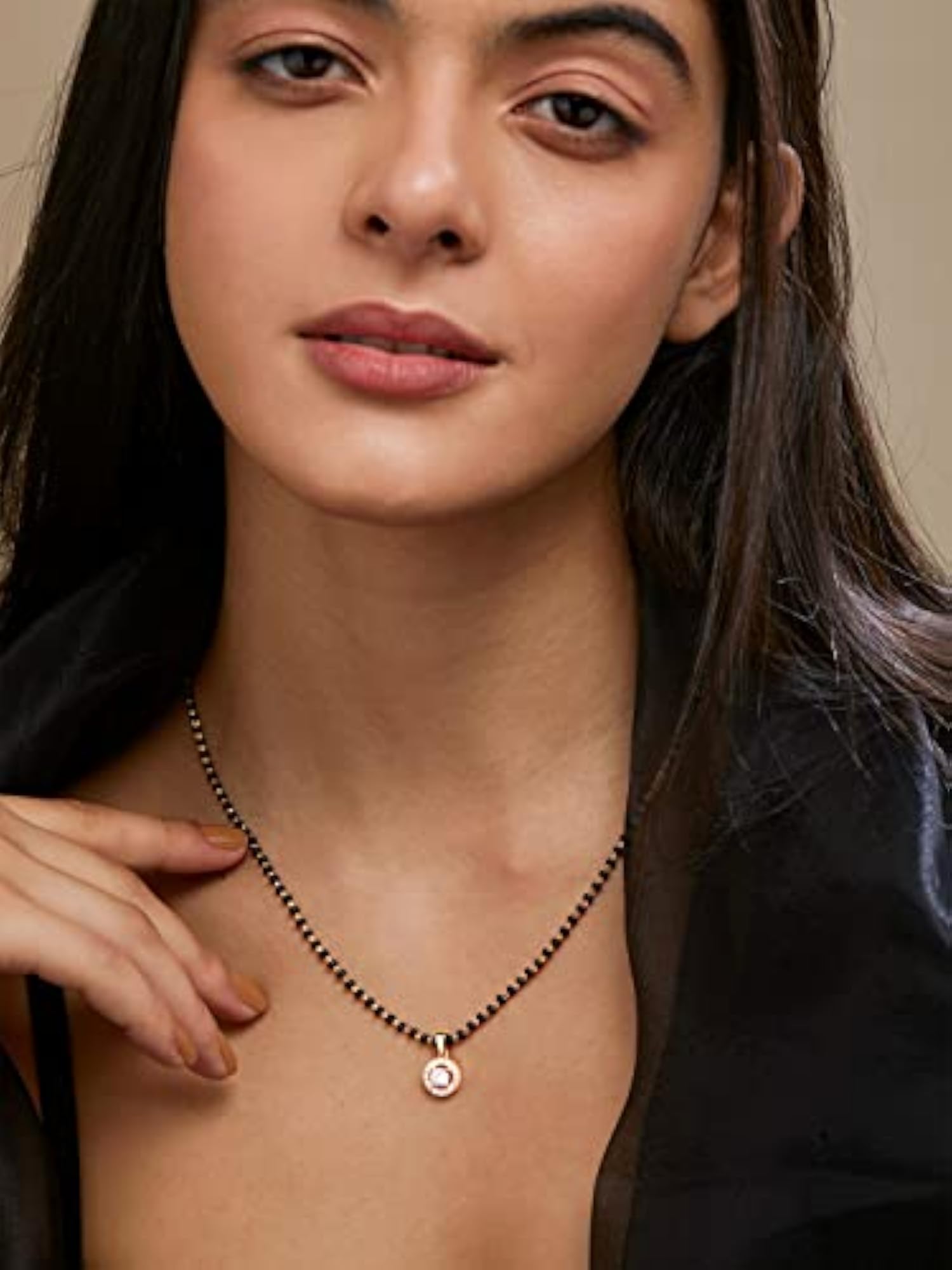 Black Beads Mangalsutra Pendant Necklace for Women