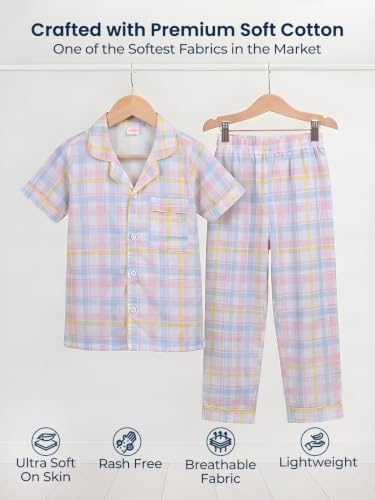Image of POLKA TOTS 100% Pure Cotton Half Sleeve Night Suit for Kids, Girls & Boys | Cotton Pyjama Set | Unisex Night Dress for Children | Night Suit for Girls |Sleepwear for Kids | Winter Night Dress for Boys