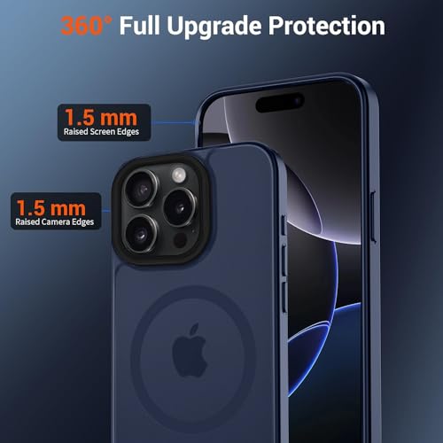 Image of iPhone 16 pro Magsafe Hard Back Case | Matte Design & 360 Protection | Military-Grade Apple iPhone 16 pro Cover | Strong Magnet Back - Blue