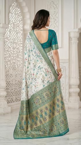 Image of C J Enterprise Women's Kanjivaram Style Soft Silk Saree Heavy Zari Woven Traditional Wedding Saree with Blouse Piece (Morpankh)