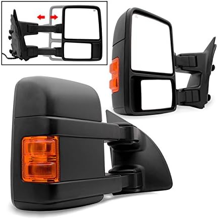 AKKON - For 99-07 SuperDuty Amber Extendable Towing Power Telescoping Wide Angle Side Mirrors Passenger Side