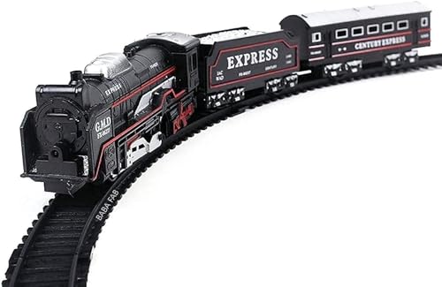 Image of Rail King Intelligent Classical Smoke Train - Rechargeable 16-21‑Piece Set with Tracks, Locomotive & Carriages, Featuring Light, Sound & Realistic Water Smoke for Kids (Color May Very)