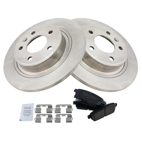 Image of TRQ Rear Ceramic Brake Pad and Rotor Set | For 16-19 Buick Cascada 12-17 Buick Verano 11-15 Chevrolet Volt 14-15 Chevrolet Cruze with 292 mm Diameter Rear Rotors