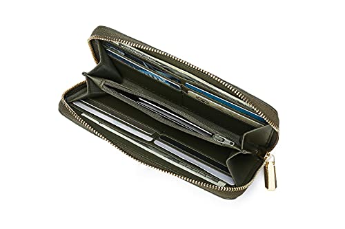 Daisy Rose Women’s Zip-Around Wallet & Phone Clutch with RFID Blocking, PU Vegan Leather (Olive)3