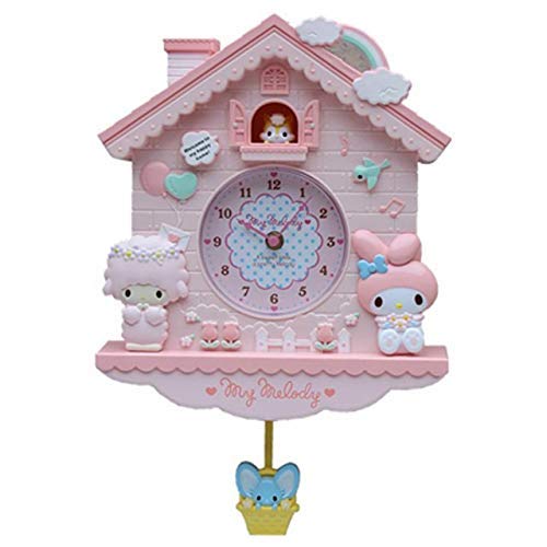 JSMY Horloge Murale 12 Pouces Cartoon Grande Horloge Murale Design Moderne Ma mélodie Swing Silencieux Big Oclock Chambre à Coucher Horloge Murale pour Enfants pour Chambre d'enfants(Couleur:Ma m Cover