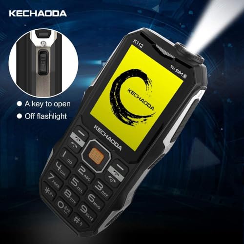 Image of KECHAODA K112, Triple Sim Phone (Black) Speaker with Amplifier, PMMA 2.5D Glass,1.3 MP Camera, Keypad Mobile, DJ Sound with Power Bank System (Big Size & Heavy Phone)