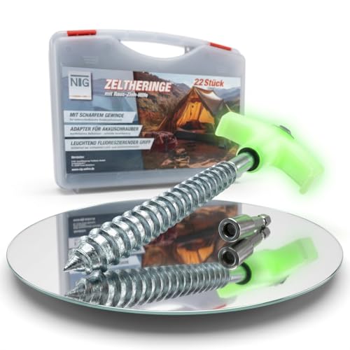 NTG Zelthering mit Gewinde 22 Stück, Adapter für Akkuschrauber...