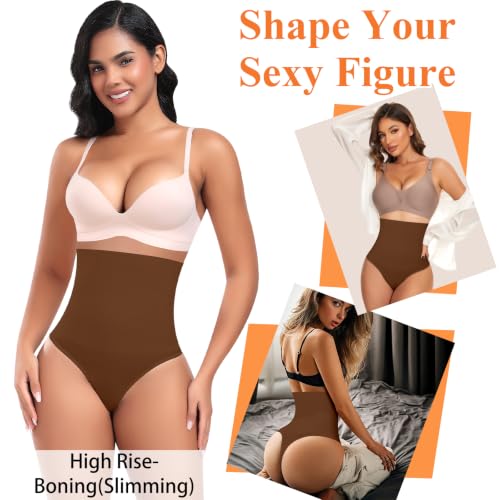 Image of Werena Tummy Control Thong Shapewear for Women High Waisted Body Shaper Panties Shaping Thong Girdle Underwear