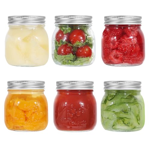 LIMILI Glass Jars with Lids, 6 Pack 300ml/10oz Multipurpose Mason Jars for Food Storage, Jam, Pickling, Canning, Preserving, Meal Prep