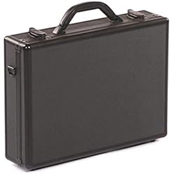 Maletin Acolchado Aluminio Ejecutivo Aluminio Portátil Empresarial Estuche Vuelo Maletín Caja de Almacenamiento Bolso Negro