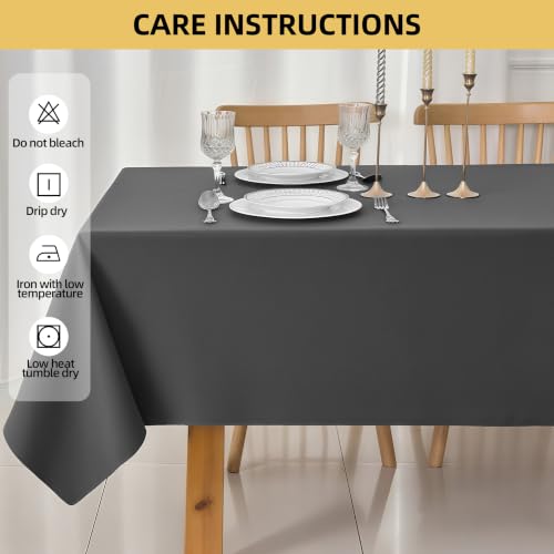 Image of 2-Pack 60x60 inch Grey Table Cloths, Solid Stain and Wrinkle Resistant Tablecloth, Premium Plain Weave Polyester Fabric Rectangle Table Linen Covers for Hotel, Banquet