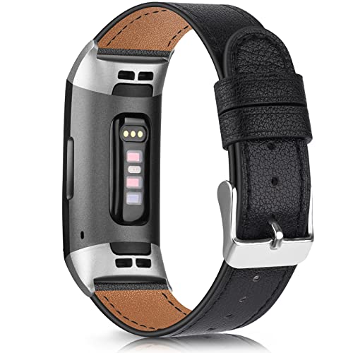 Bracelet en cuir Fitbit Charge 4 idéal du bureau aux sorties chics en noir
