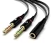 Maeline 3.5mm Female to 2 Male Gold Plated Headphone Mic Audio Y Splitter Flat Cable