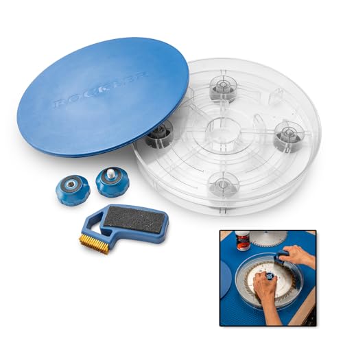 Rockler Saw Blade Cleaning Kit - Cleaner for Circular Table Saw & Miter Blades 6-1/4 to 12 - Scrubber Dish & Holder - Woodworking Tool Care Set for Removing Pitch Resin Dirt Build-Up