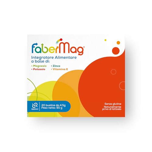 FaberMag Magnesio e Potassio Integratore Sali Minerali Senza Zucchero con Zinco e Vitamina E per Sport Affaticamento Stanchezza Sistema Nervoso e Muscolare Bustine da Bere Alta Efficacia Made in Italy