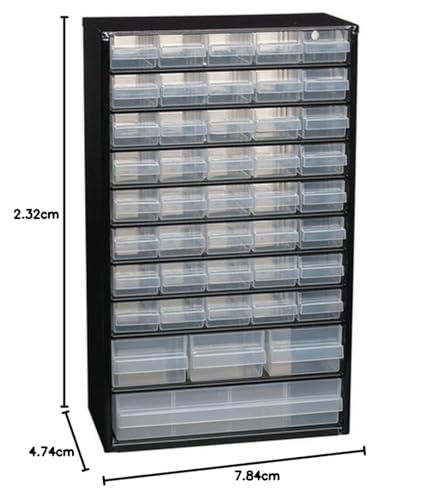 Raaco 126762.0 44 Compartment Steel Frame Cabinet Organiser,Clear, Large