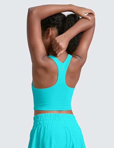 Image of CRZ YOGA Girls Butterluxe Double Lined Crop Tank | Dance, Extremely Soft, Tight Fit, High Neck, Athletic, Sleeveless Tops for Teen