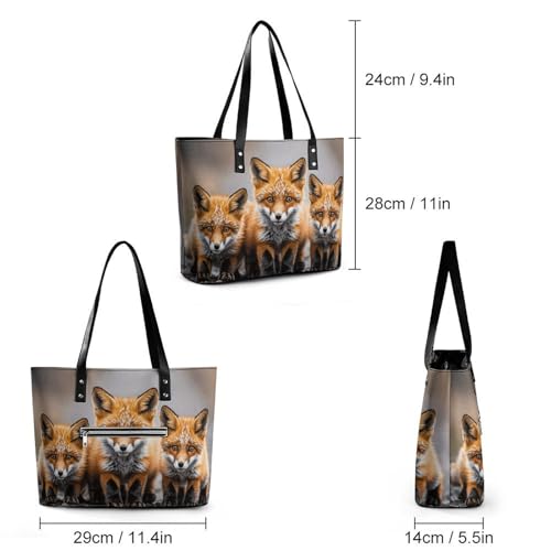 Sac à main en cuir imprimé renards grand format pour femme - 3