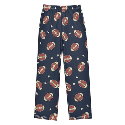 ALAZA Retro Rugby Star Ball Blue Pajama Pants Long Sleep Pant Pajama Bottoms Elastic Waist with Pockets