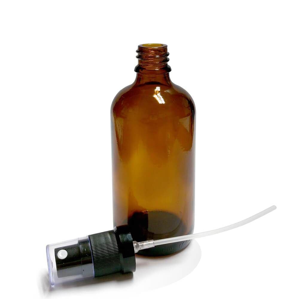 LILY & LOAF Amber Glass Spray Bottles with Black Atomiser Spray – Refillable Fine Mist Bottles for Essential Oils, Aromatherapy, Cleaning & Beauty Products