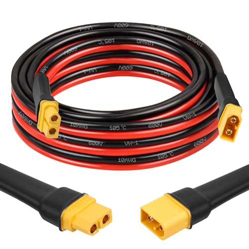 Cable XT60 10AWG 10FT MOOKEERF macho a hembra para estación de energía y panel solar