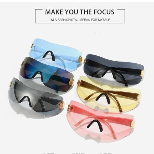 Luxury One-piece Rimless Punk Sunglasses Women Men Luxury Wrap Around Sun Glasses Eyewear Sports2