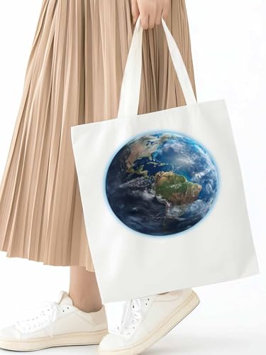 Canvas Tote Bag, Earth Day Aesthetic Canvas Tote Handbags for Women Shoulder Bag Watercolor Print2