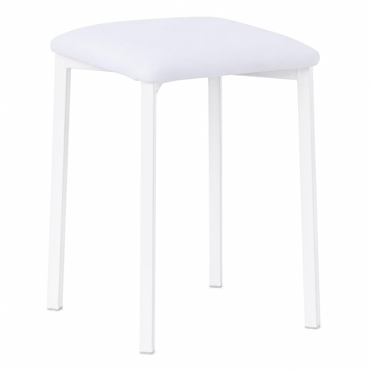 Lote de Dos Taburetes Bajos de Cocina, Blanco, 32x32x45 cm