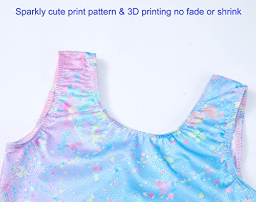 Gymnastics Leotards For Girls Size 5T 4T Shiny Sleeveless One-Piece Graffiti Dot Outfits Dance Tank For Kids Team Swimsuit Active Competition #TOP3