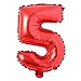 40 inch Red big size Number Letter alphabet Foil Helium Float Balloons Birthday Wedding Party Celebration decoration Air ball (40 INCH Red 5)