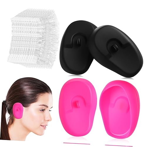 WRITWAA 2 Pares Orejeras de silicona verdadero calentadores de de las mujeres cuando color protector de para la ducha para los ducha el plastico