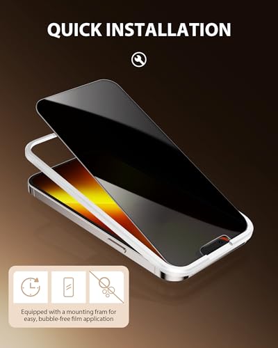 Image of PDDKISS 2 Pack Privacy Screen Protector for iPhone 13 Pro Max (2021) /iPhone 14 Plus (2022) 6.7 inch Black Anti Spy Tempered Glass