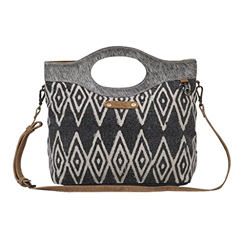 Myra Bag Being Social Tote Bag Upcycled Canvas, Rug, Leather & Cowhide S-2605