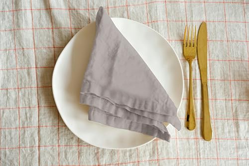 Image of R home Solid Cotton Table Napkins, Soft Cloth Napkins for Dining Table, Reusable & Washable, Ideal for Formal Dining, Cocktail Nights, Weddings, Home Bar & Table Decor (6, Flint Grey)