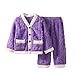Girls Boys Plush Furry 𝐏ajamas Cozy Soft Fleece 𝐏a𝐣ama Set Loose Fit 2 Piece Outfits Button (Purple, 12-18 Months)