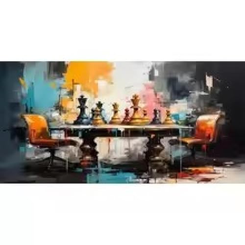Peinture sur toile d'échecs modernes pour décorer un salon contemporain