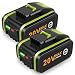 2 Pack 20V 5.0Ah Battery for Worx, ASUNCELL Li-ion Replacement Battery for 20V WA3551, WA3551.1 WA3553 WA3553.2 WA3641 WG629E WG546E WU268 WX166.4 Compatible with Worx Cordless Power Tools