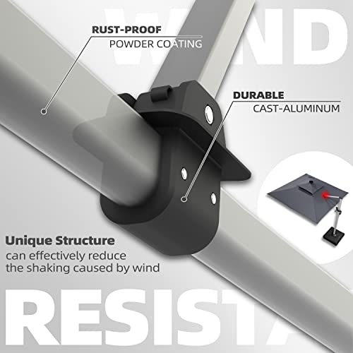 Purple Leaf 10 Feet Double Top Deluxe Solar Powered Led Square Patio Umbrella Offset Hanging Umbrella Outdoor Market Umbrella Garden Umbrella, Grey #TOP4