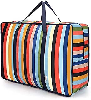 AI-LAFU 1pc Storage Clothes Bag, Large Capacity Supper Strong Orange Stripes Storage Bag, Waterproof Sturdy Oxford Cloth Organizer Bags, Ideal For Bedding, Duvets, Pillows, or Moving Home ( orrange)