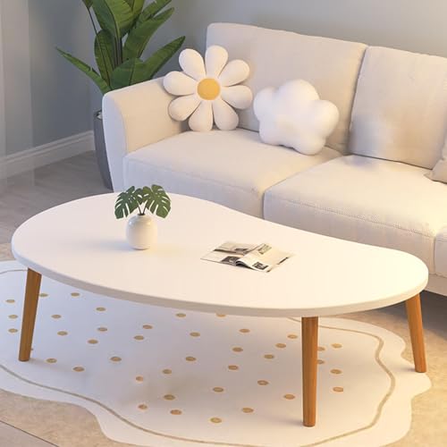 Table basse ovale blanche 40x60cm pour salon moderne et petit espace