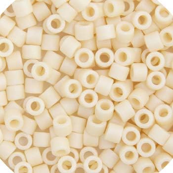 Miyuki Delica 15/0 Cream Opaque AB Matte 50Grams of Japanese Glass Beads